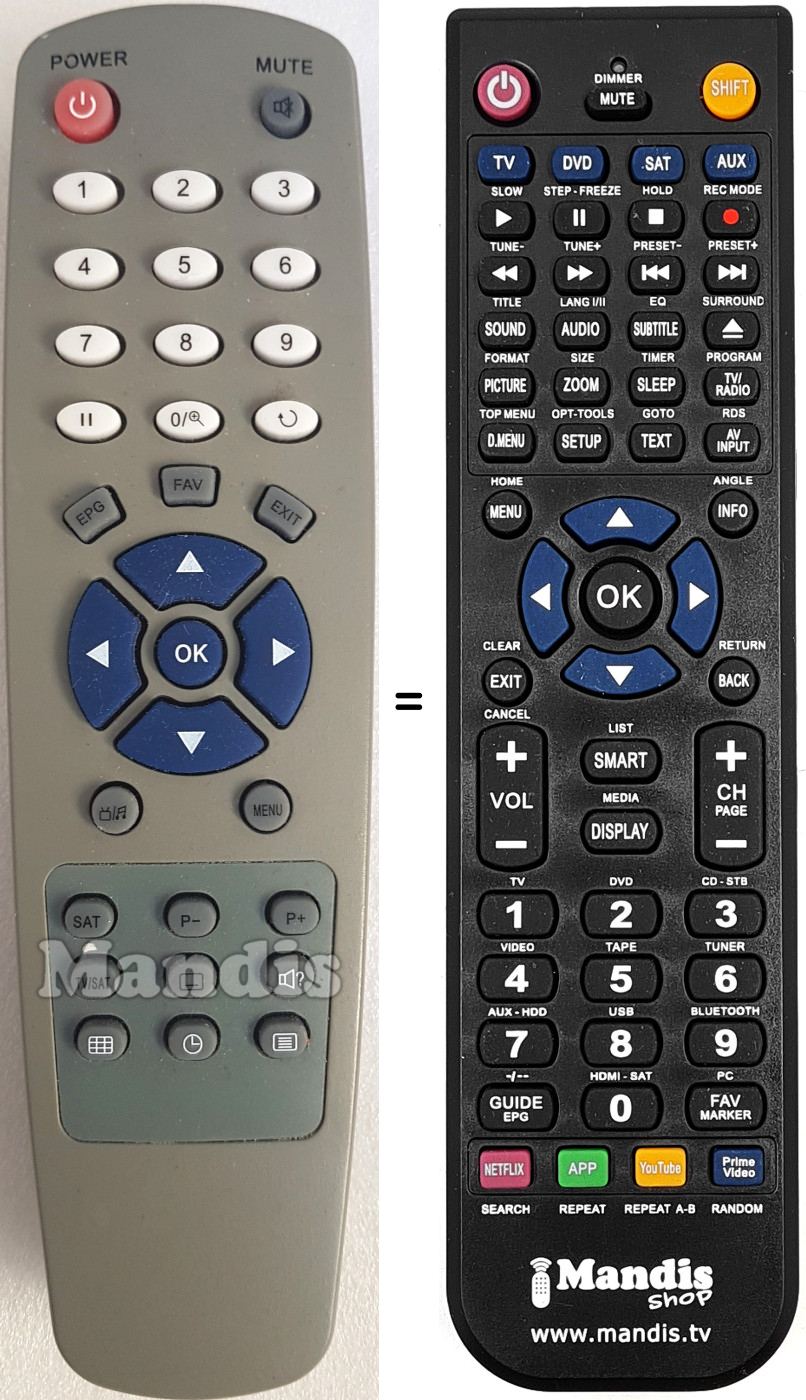 Comandament a dist&agrave;ncia equivalent YUMATU CRXIQPLUS