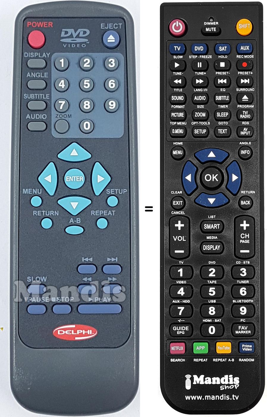 Comandament a dist&agrave;ncia equivalent DELPHI001