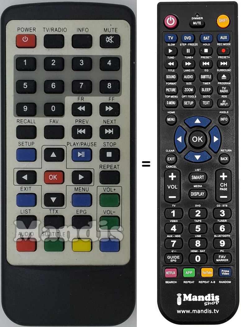 Comandament a distància equivalent DPF Live