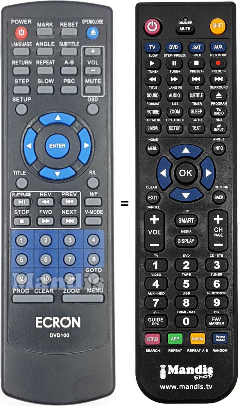 Comandament a distància equivalent DVD100