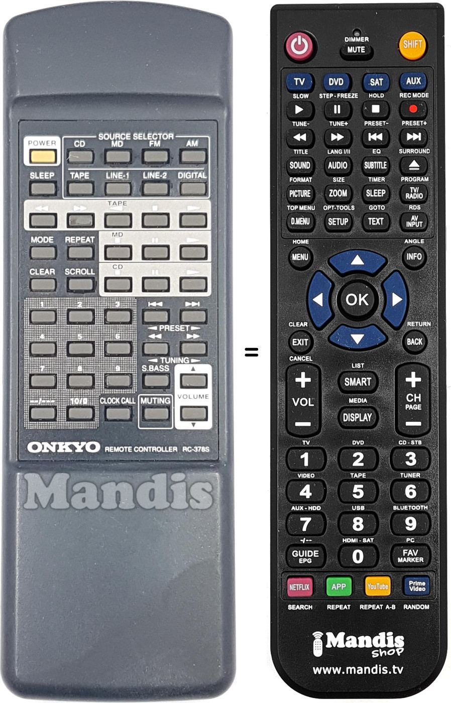 Comandament a distància equivalent RC-378S