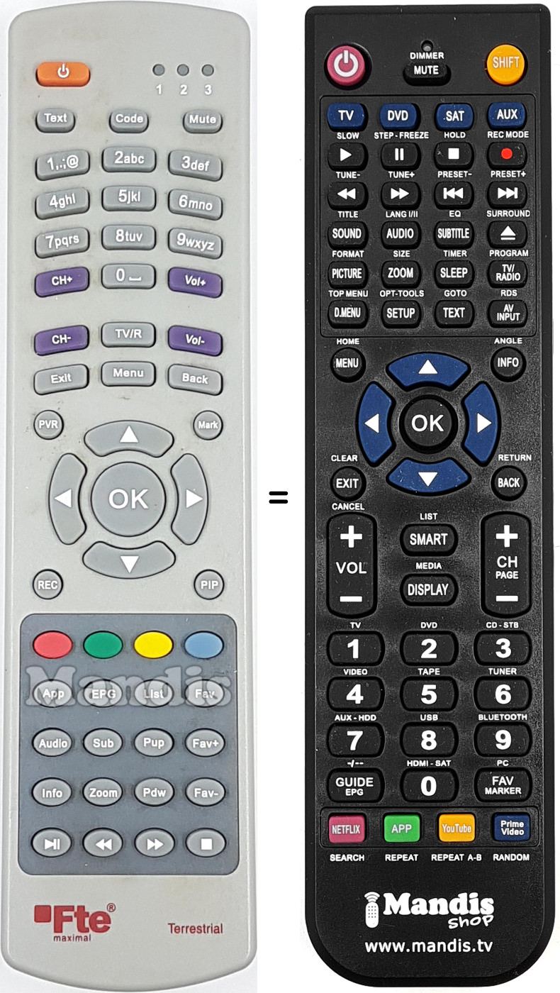 Comandament a dist&agrave;ncia equivalent REMCON1677