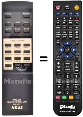 Comandament a distància equivalent Akai RC-A57