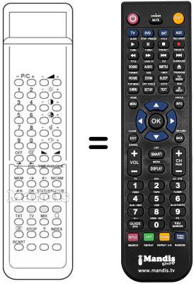 Comandament a distància equivalent Audiosonic KT 8875