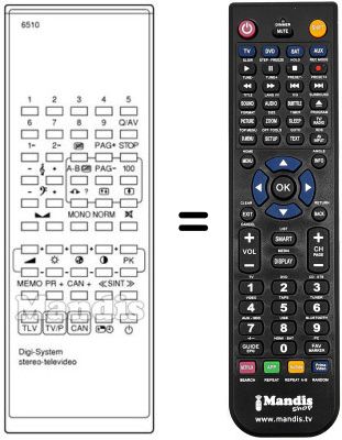 Comandament a dist&agrave;ncia equivalent DIGISYSTEM STEREO TLV 6510