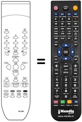 Comandament a dist&agrave;ncia equivalent QUELLE RC 554