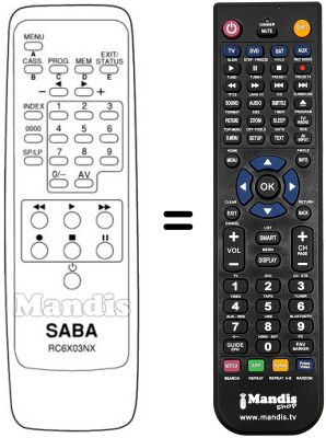 Comandament a dist&agrave;ncia equivalent RC 6X03 NX