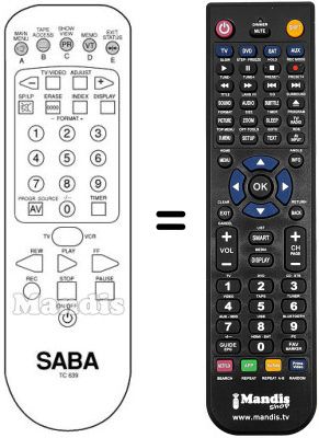 Comandament a dist&agrave;ncia equivalent TC 639