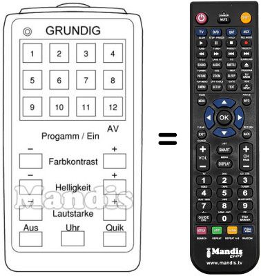 Comandament a dist&agrave;ncia equivalent TELEPILOT 21 UHR