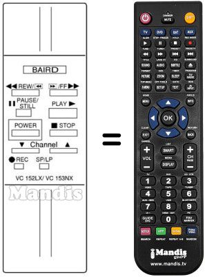 Comandament a distància equivalent VC 152 LX / VC 153NX