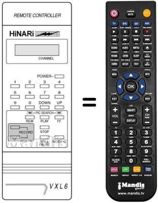 Comandament a distància equivalent VXL 6
