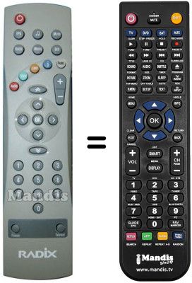 Comandament a dist&agrave;ncia equivalent Radix DTX 7