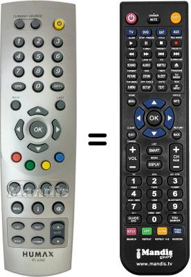 Comandament a dist&agrave;ncia equivalent Humax IPDR-9800
