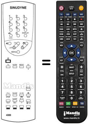 Comandament a distància equivalent Sinudyne TRIADE3458B