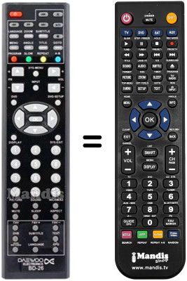 Comandament a distància equivalent Daewoo BD26