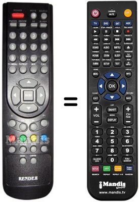 Comandament a dist&agrave;ncia equivalent Render ELISEO19B