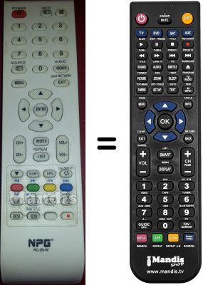 Comandament a dist&agrave;ncia equivalent Npg RC05W