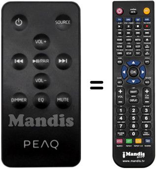 Comandament a dist&agrave;ncia equivalent Peaq PSB 100 BTB