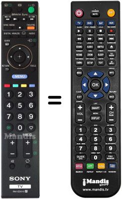 Comandament a distància equivalent Sony KDL-40S4000LCD
