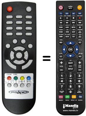 Comandament a distància equivalent Irradio DTR-1001