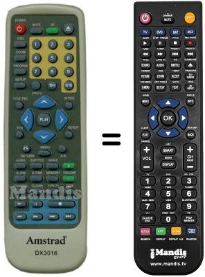 Comandament a distància equivalent Amstrad DX3016