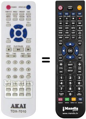 Comandament a distància equivalent Akai TDX-7018