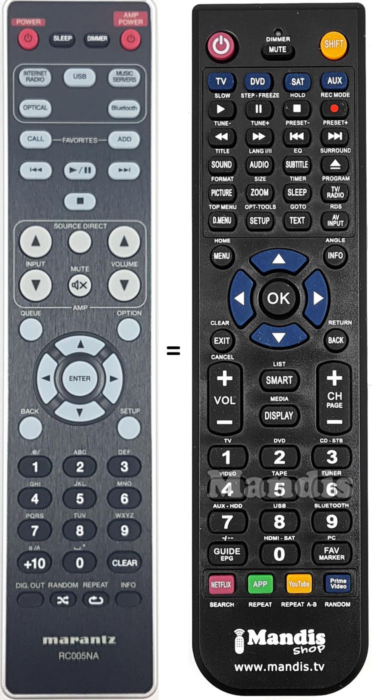 Comandament a dist&agrave;ncia equivalent Marantz RC005NA