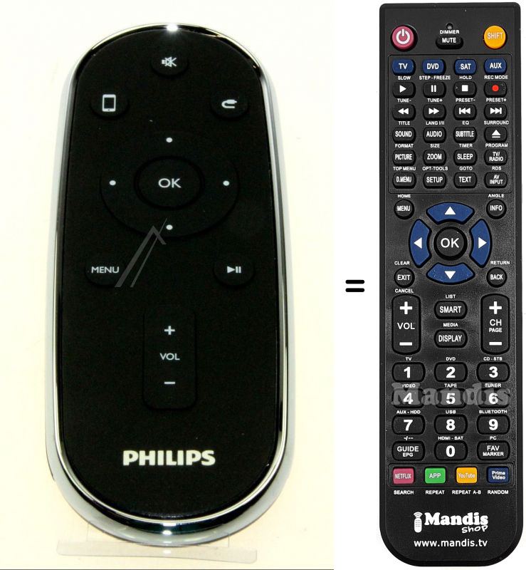 Comandament a distància equivalent Philips HVS50211